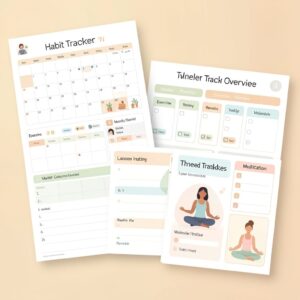 Habit Tracker Bundle – Monthly, Weekly & Themed Trackers (Exercise, Reading, Water, Meditation)